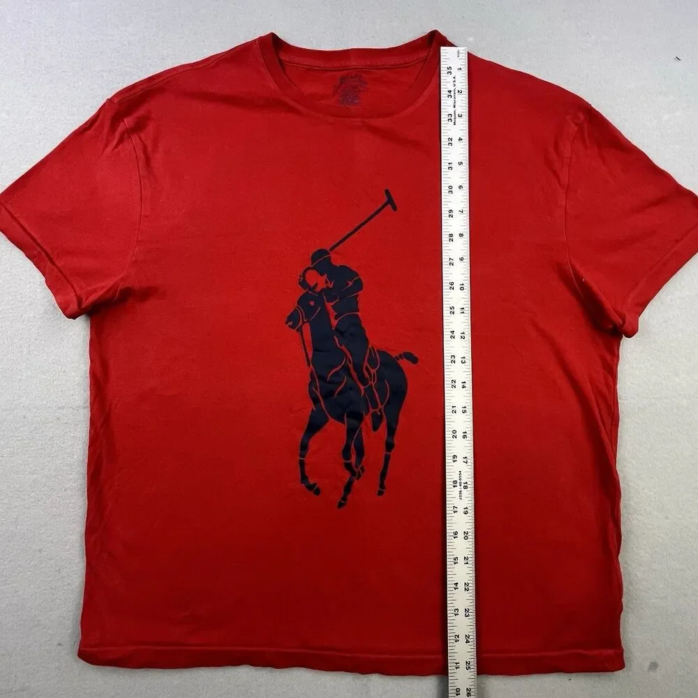 Polo Ralph Lauren T-Shirt Mens Mediums Red Big Pony Logo Graphic Tee Cotton